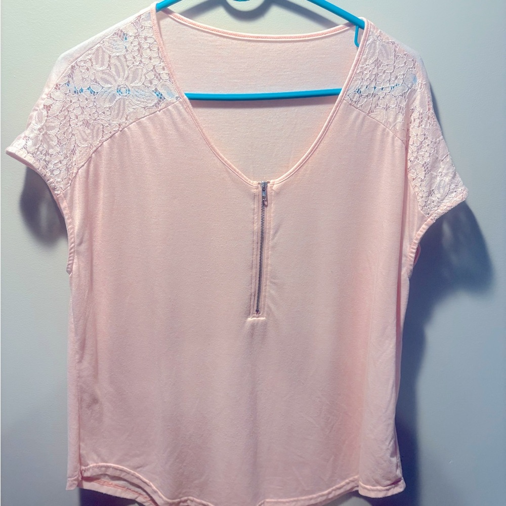 Elegant Pink Lace Women's Top